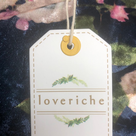 Loveriche Navy Mix Floral Velvet Dress - Size Medium - Picture 12 of 13